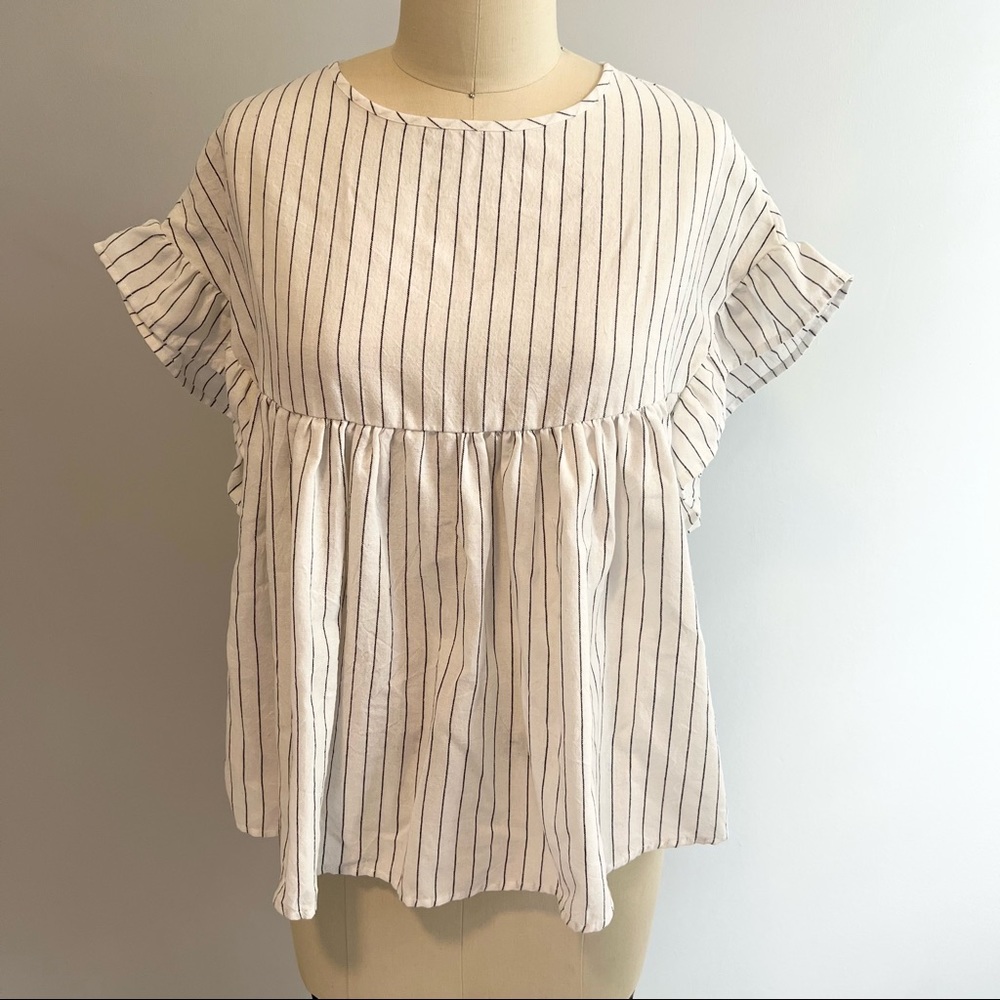 Altar’d State Striped Ruffle Short Sleeve